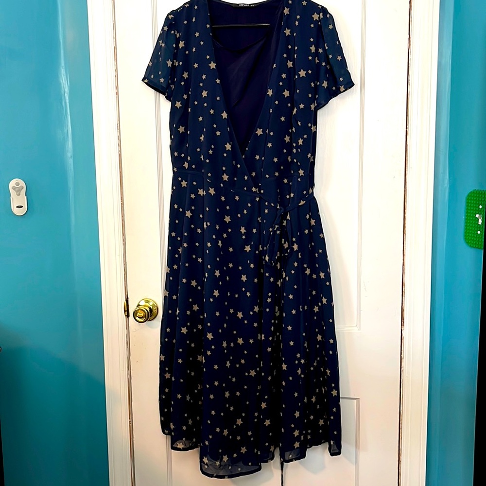 Eshakti Navy & Gold Star Wrap Dress size XL